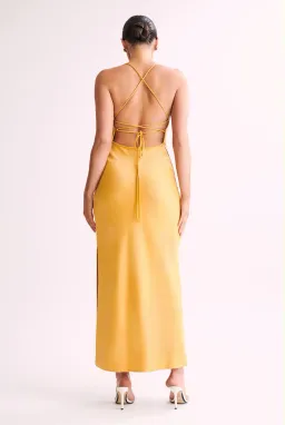 Sydney Straight Neck Slip Maxi Dress Yellow Size 6 for rent on The Volte - image 2