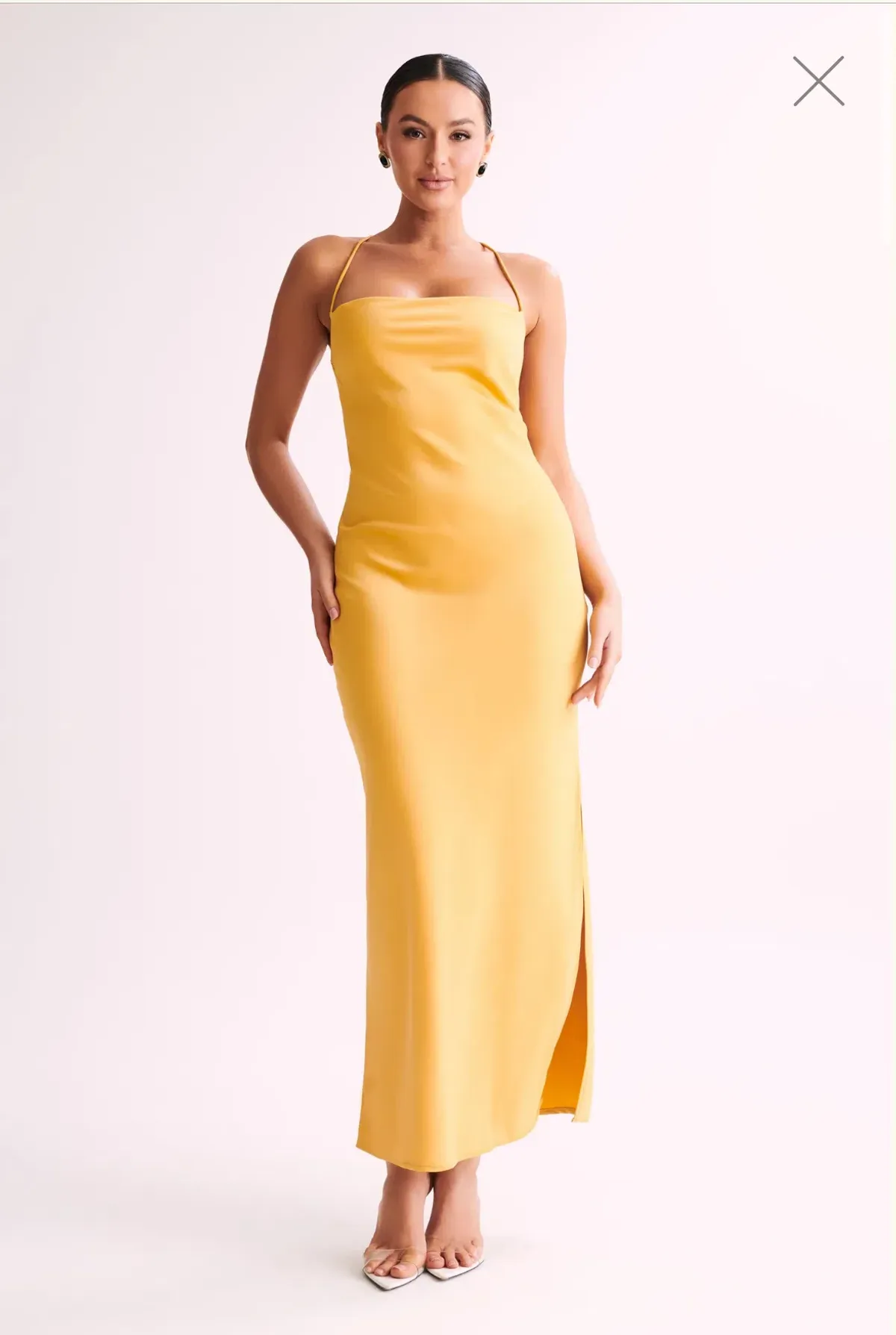 Sydney Straight Neck Slip Maxi Dress Yellow Size 6 - Image 1