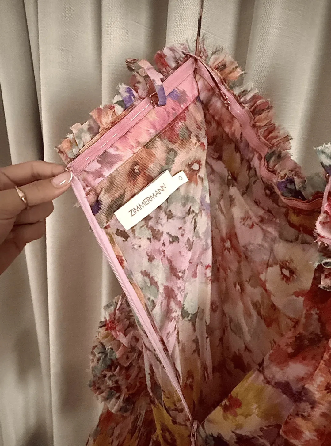 Zimmermann Luna Ruffle Bandeau Gown Multi Floral Size 0 / AU 8 for rent on The Volte - main image