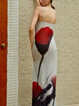 Floral Blue and Red Slip Maxi Dress Size 8/10 for rent on The Volte - image 3