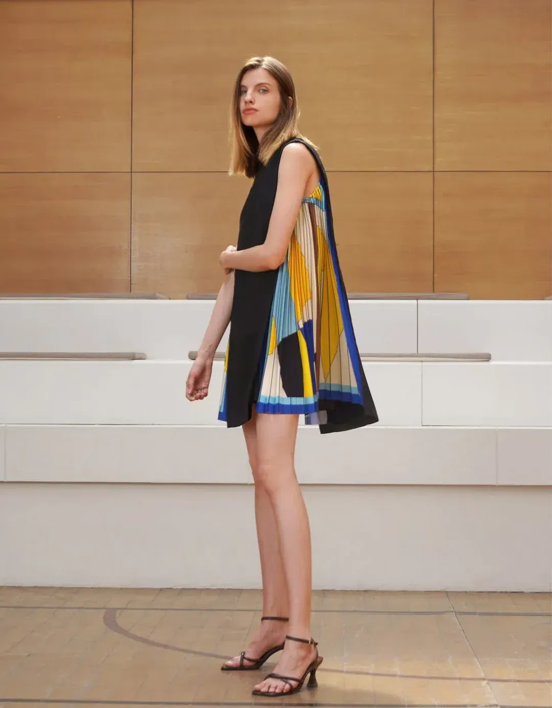 Saturday Club Side Printed Pleated Mini Dress Size 8 for rent on The Volte - main image