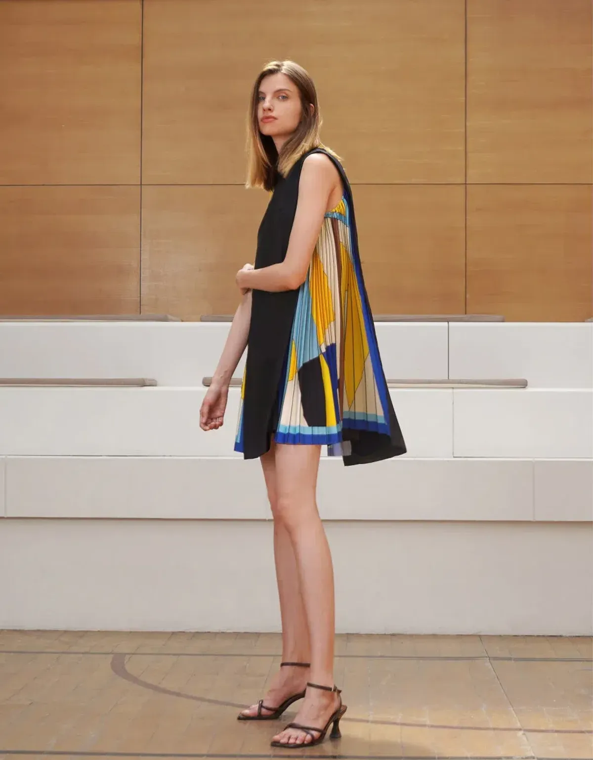 Saturday Club Side Printed Pleated Mini Dress Size 8 for rent on The Volte - main image