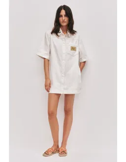 Aje Studio Lumi Denim Mini Tunic Dress Cream Size 12 for rent on The Volte - image 2