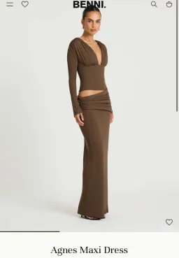 Benni Agnes maxi dress in chocolate for rent on The Volte - image 2
