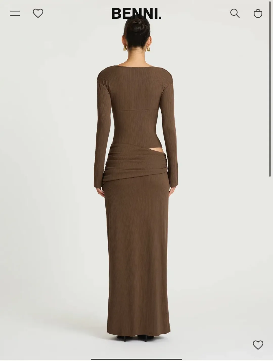 Benni Agnes maxi dress in chocolate for rent on The Volte - main image