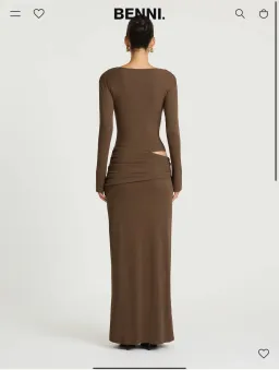 Benni Agnes maxi dress in chocolate for rent on The Volte - image 3
