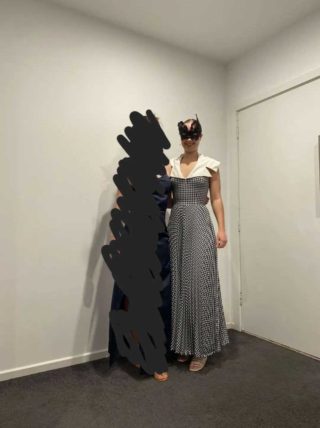 Vintage 1960's Lapel Black and White Maxi Dress Size 6 / 8 for rent on The Volte - main image