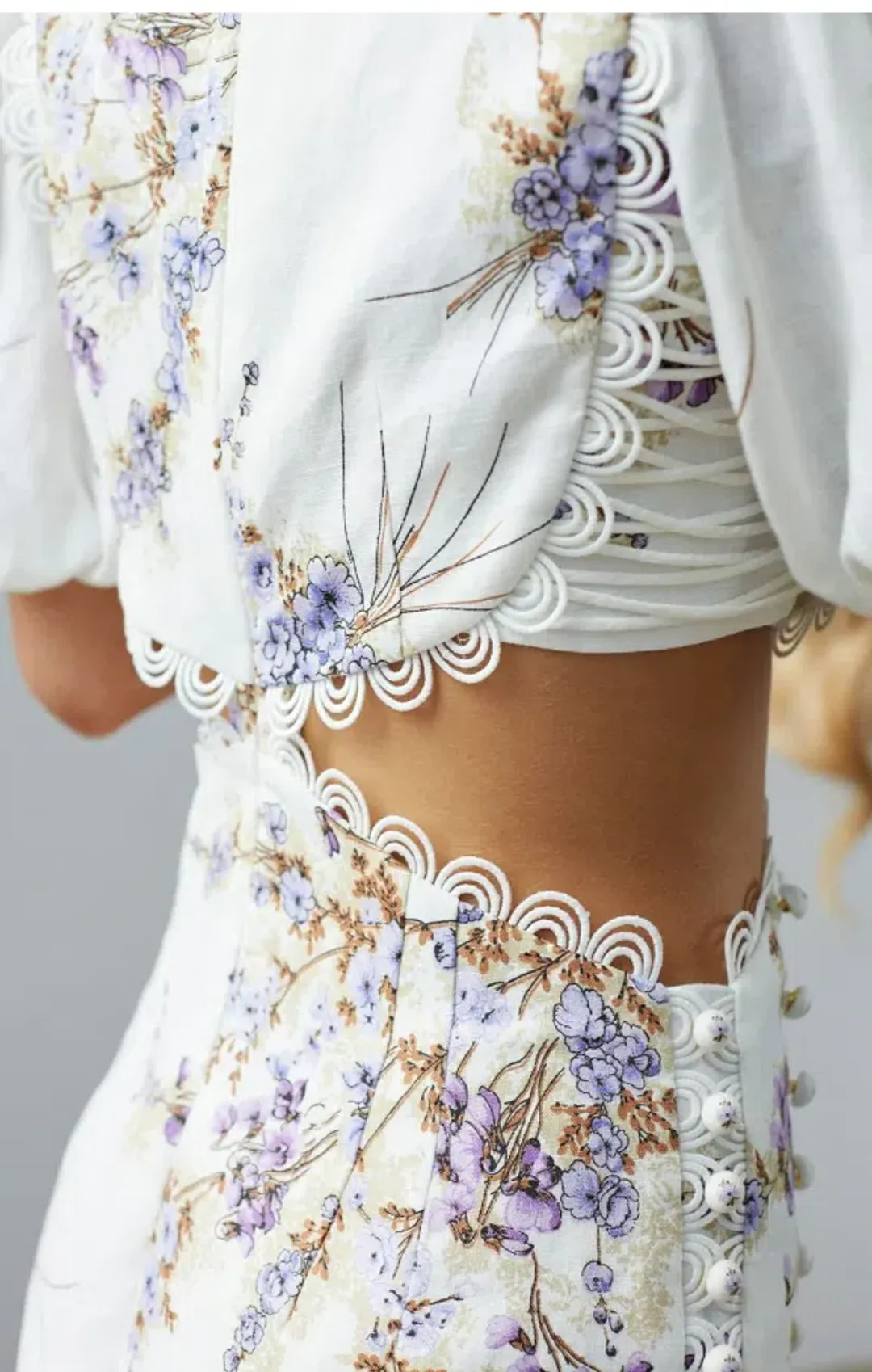 ZIMMERMANN JUDE CUT OUT MINI DRESS FLORAL SIZE 2 / AU 12 for rent on The Volte - main image