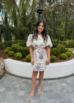 ZIMMERMANN JUDE CUT OUT MINI DRESS FLORAL SIZE 2 / AU 12 for rent on The Volte - image 4