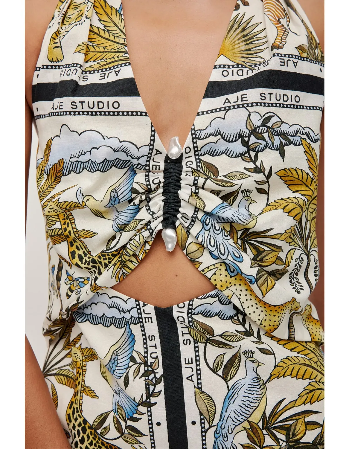 Aje Studio Rio Halter Maxi Dress Print Size 10 - Image 3