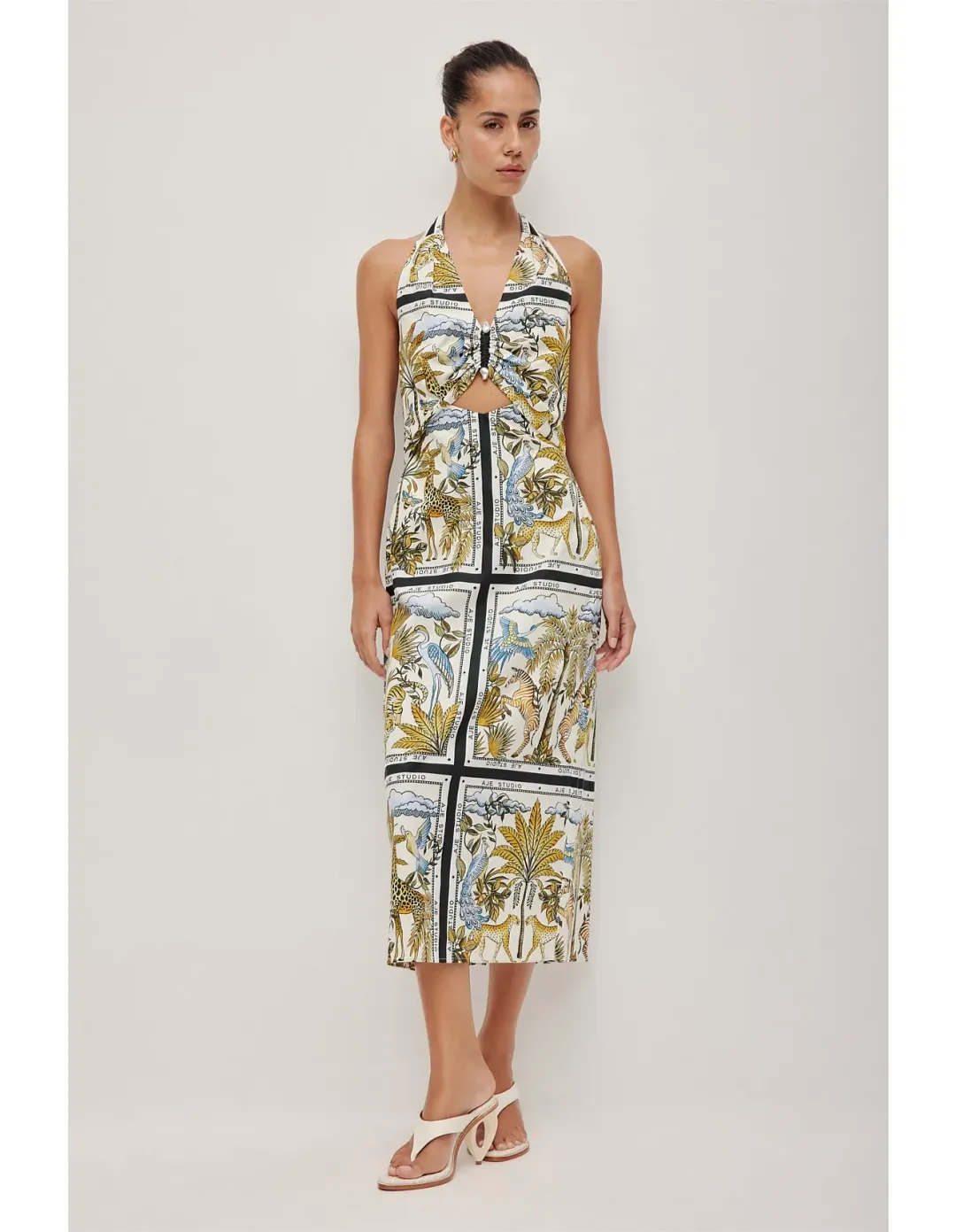 Aje Studio Rio Halter Maxi Dress Print Size 10 for rent on The Volte - main image