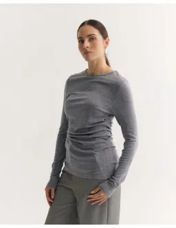 Oxford Lucy Fine Wool Knit Top Grey Size 6 for rent on The Volte - image 2