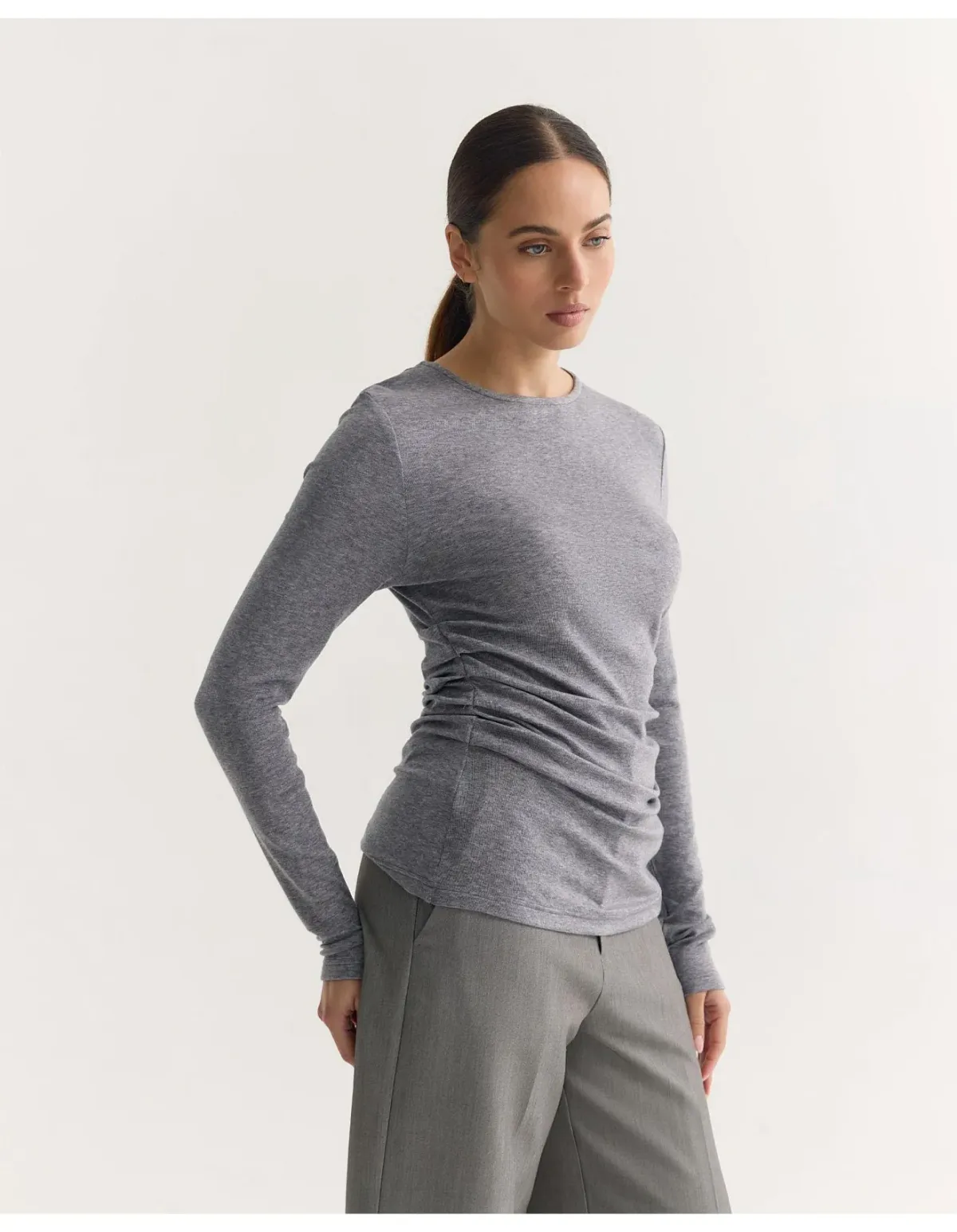 Oxford Lucy Fine Wool Knit Top Grey Size 6 - Image 4