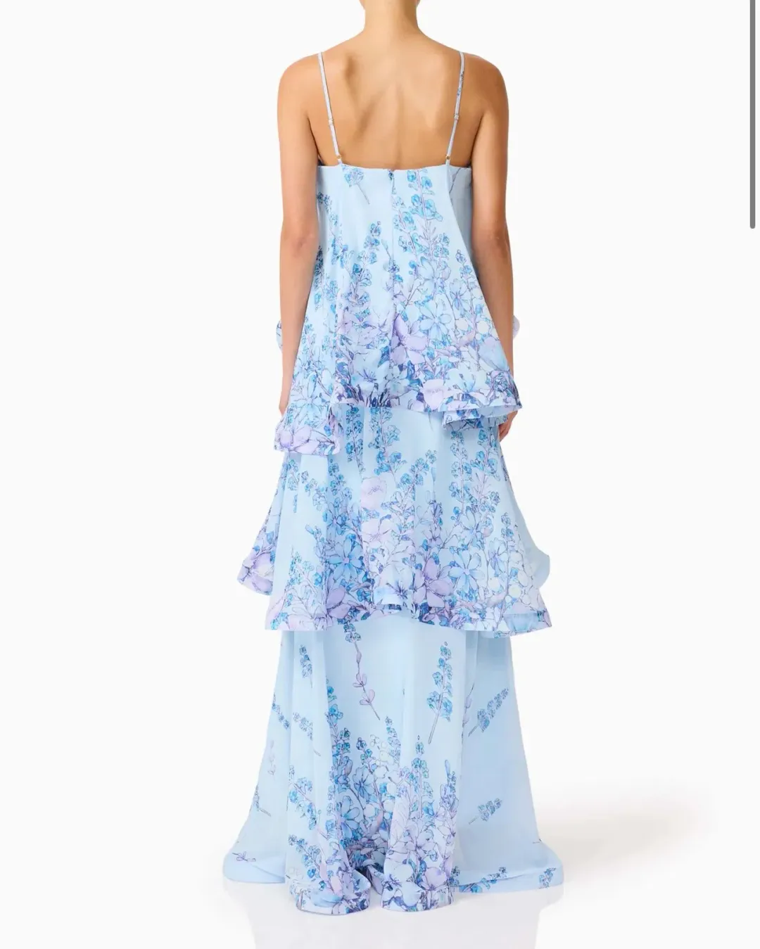 Elliatt - Armani Tiered Maxi in Baby Blue Floral Size S for rent on The Volte - main image