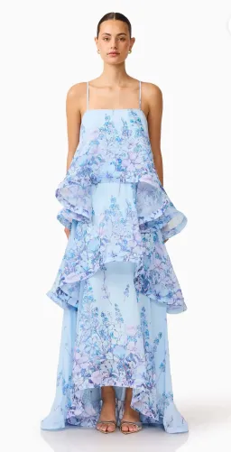 Elliatt - Armani Tiered Maxi in Baby Blue Floral Size S for rent on The Volte - image 2