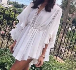 Eclipse Frill Sleeve Drawstring Mini Dress for rent on The Volte - image 2