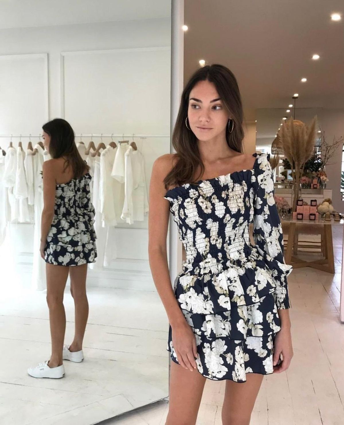 Sir The Label Bellagio One Shoulder Mini Dress Floral Navy | AU 10 - Image 3