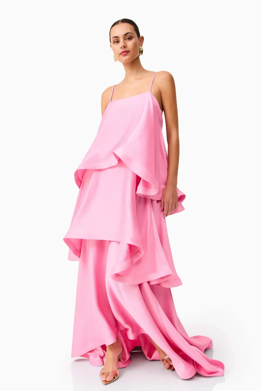 Elliatt Tilly Tiered Maxi Dress in Pink size M for rent on The Volte - main image