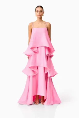 Elliatt Tilly Tiered Maxi Dress in Pink size M for rent on The Volte - image 1