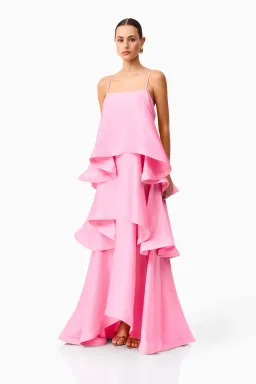 Elliatt Tilly Tiered Maxi Dress in Pink size M for rent on The Volte - image 2