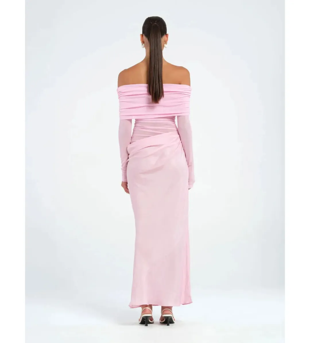 Benni Yasmin Off Shoulder Maxi Dress in Pink Size AU8 for rent on The Volte - main image
