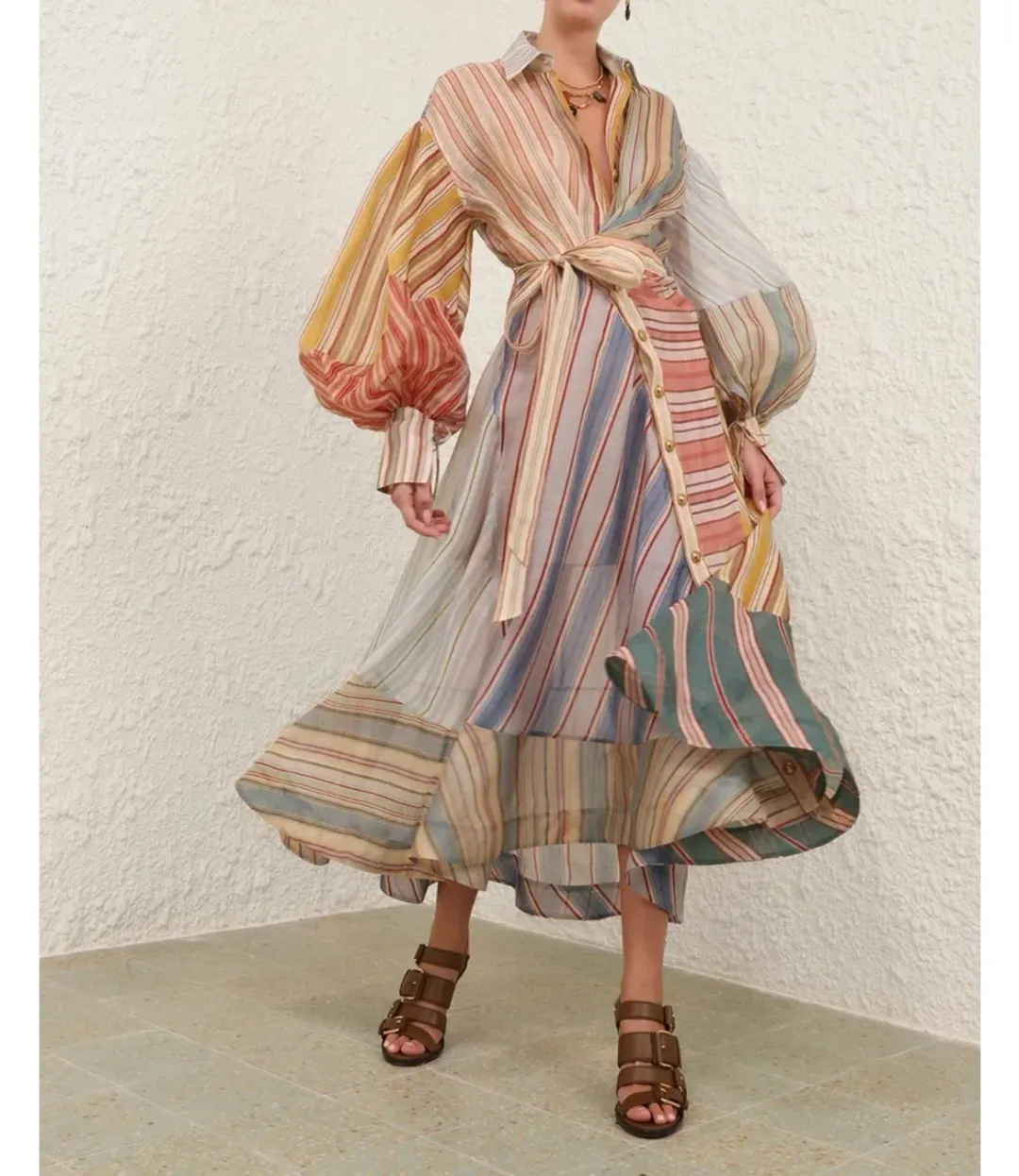 ZIMMERMANN REBELLION STRIPED MIDI DRESS for rent on The Volte - main image