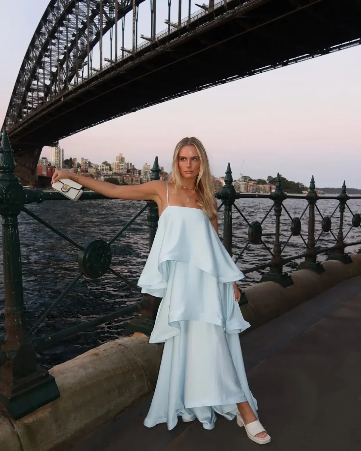 Tilly Tiered Maxi Dress in Pale Blue size small - Image 1