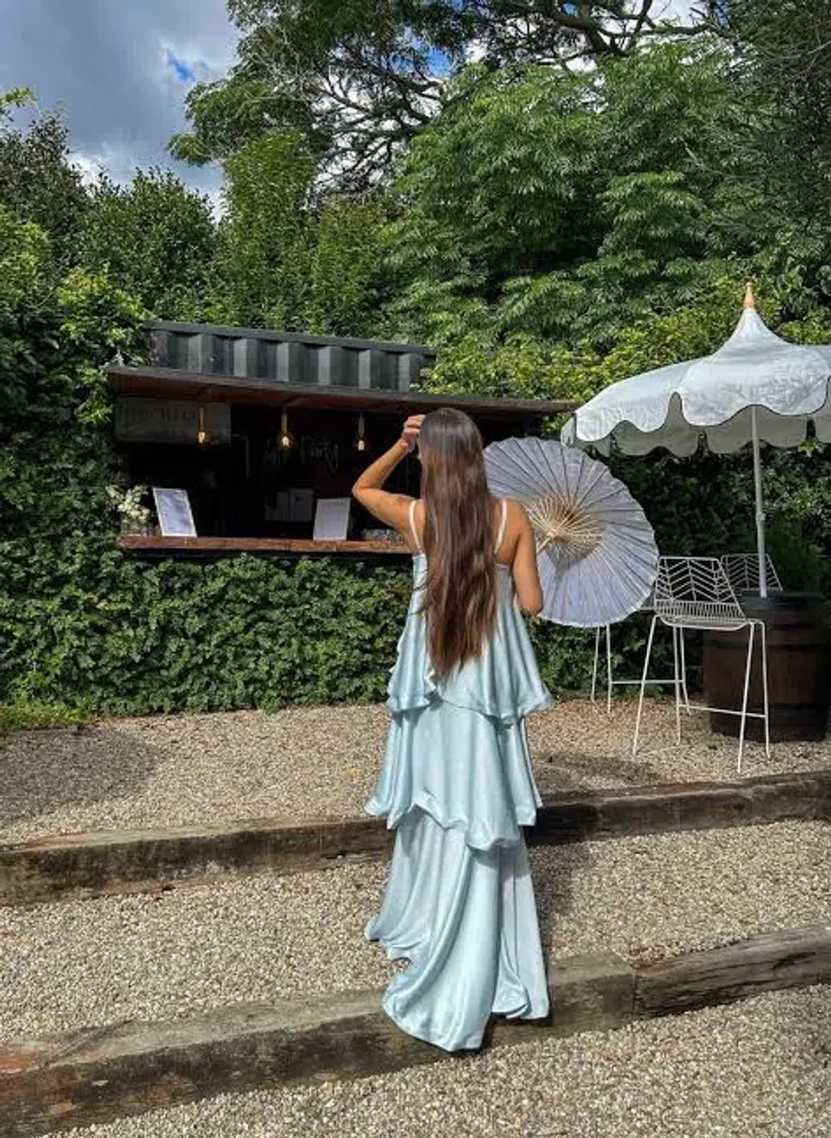 Tilly Tiered Maxi Dress in Pale Blue size small - Image 5