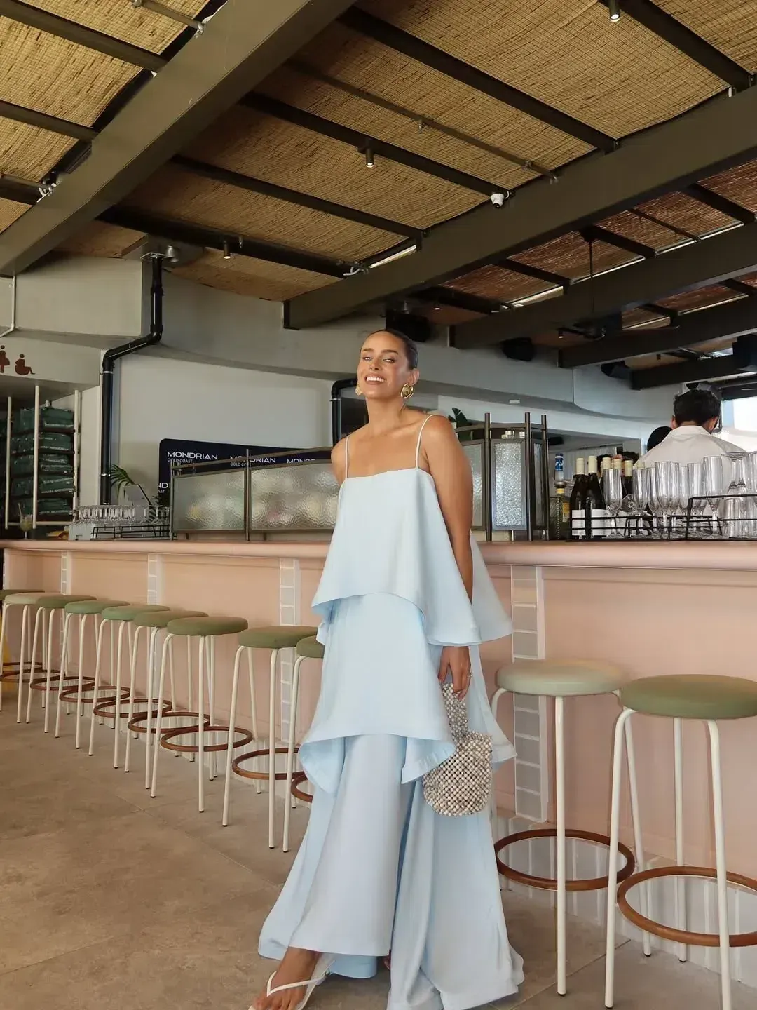 Tilly Tiered Maxi Dress in Pale Blue size small for rent on The Volte - main image