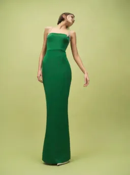 Rachel Gilbert Leora Gown in Emerald Green with Crystal Embellishments Size 1 / AU 8 | Formal dress for rent on The Volte - image 5