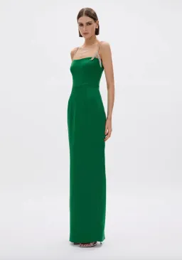 Rachel Gilbert Leora Gown in Emerald Green with Crystal Embellishments Size 1 / AU 8 | Formal dress for rent on The Volte - image 1