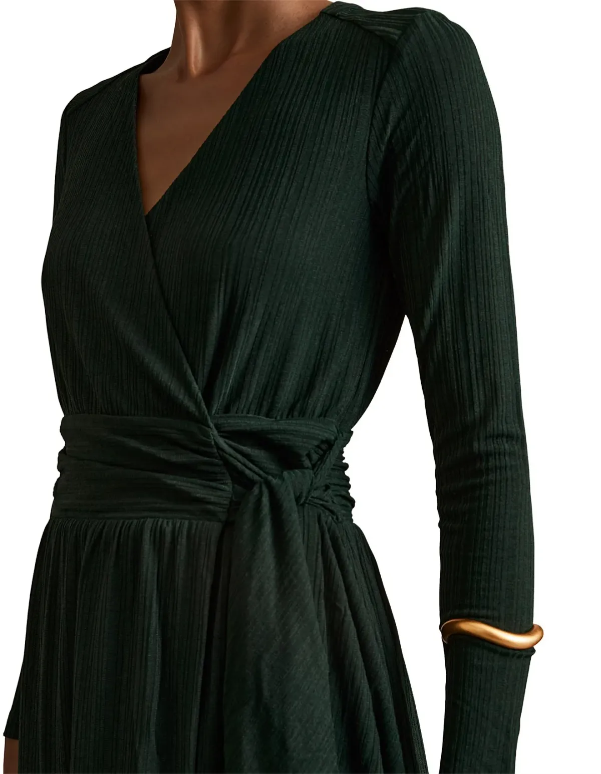 Reiss Madeline Wrap Tie Midi Dress Green Size 6 - Image 4