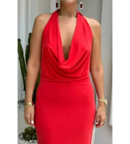 Sneaky Link Saint Plunge Maxi Dress in Red Size M/AU10 for rent on The Volte - image 2