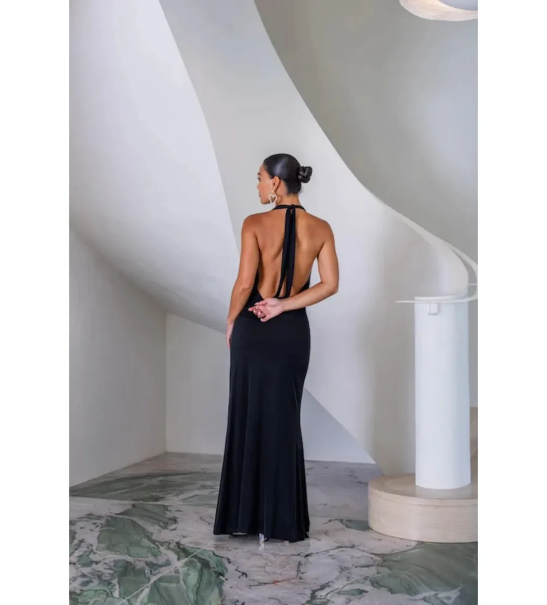 Sneaky Link Saint Plunge Maxi Dress in Black Size XS/AU6 for rent on The Volte - main image
