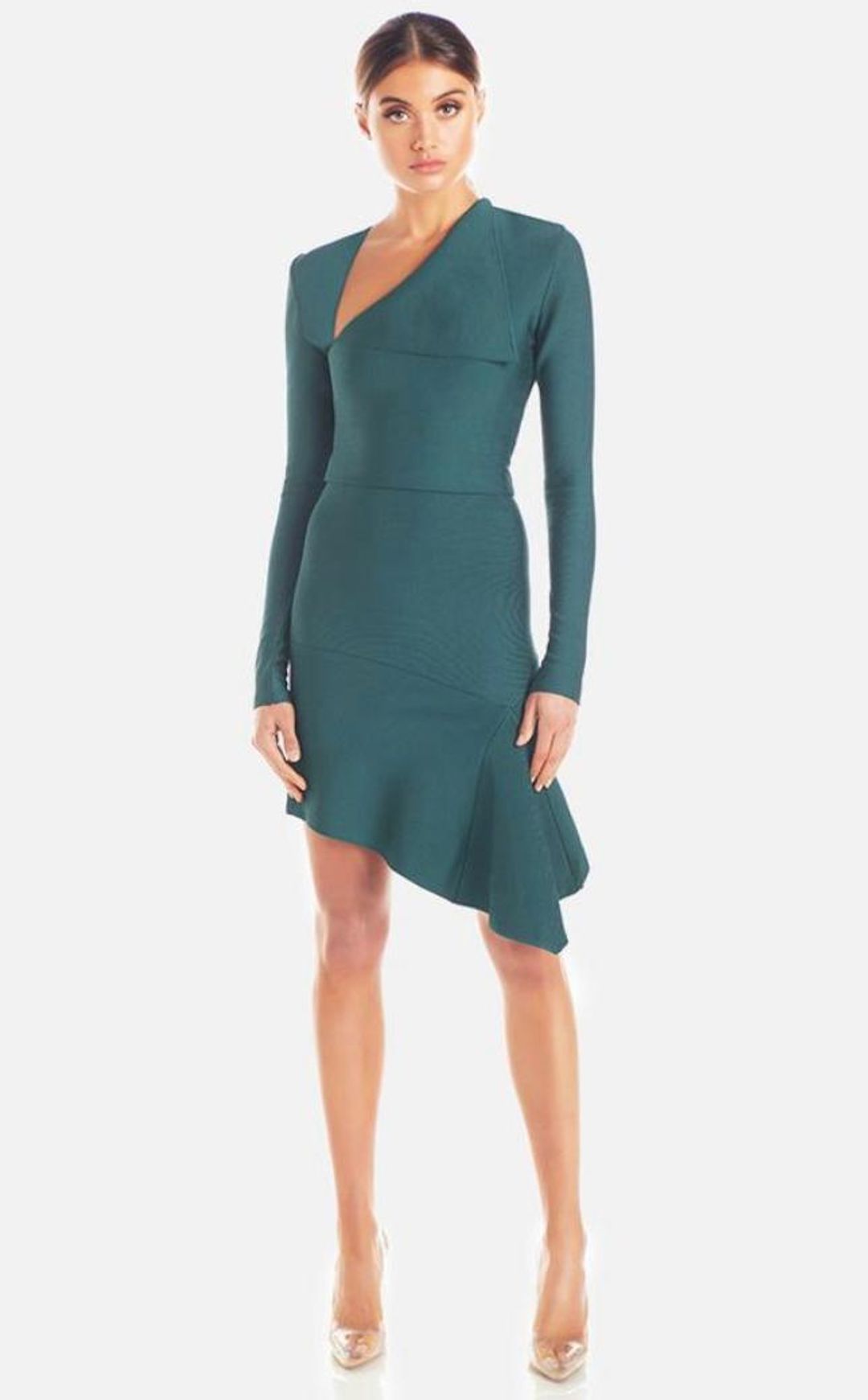 MISHA Donna Mini Bandage Dress Teal Size 12 for rent on The Volte - main image