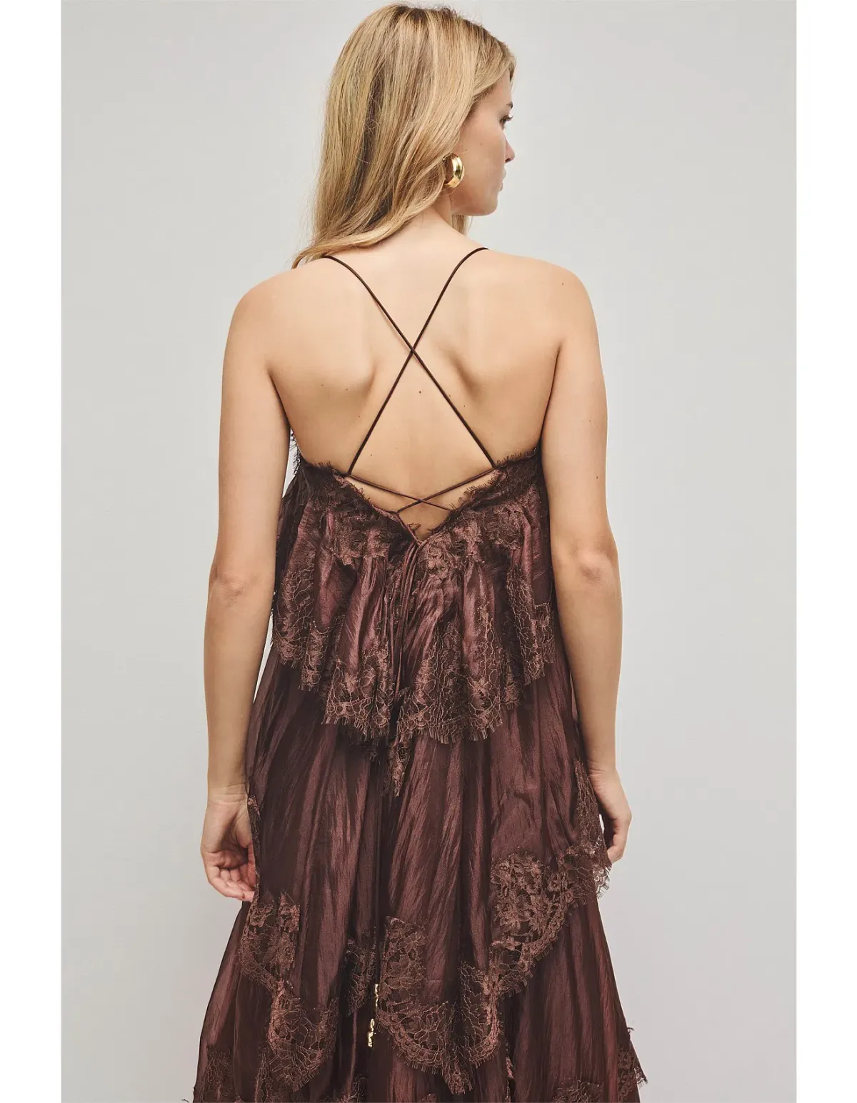 Aje Ophelia Lace Gown in Chocolate Size 8 - Image 4