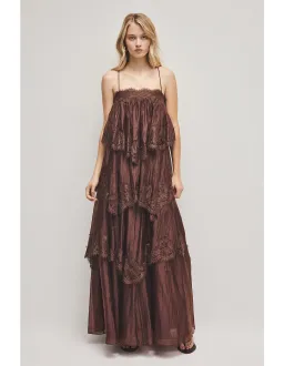 Aje Ophelia Lace Gown in Chocolate Size 8 for rent on The Volte - image 1