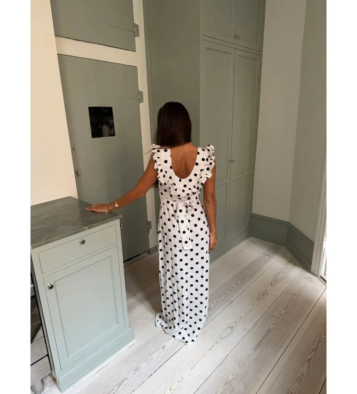 Design By Si Luna Maxi Dress in Off White/Black Polka Dots Size XS/S - Image 2