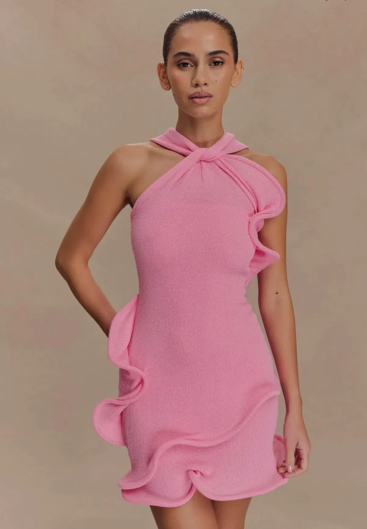 Meshki - Caprice Halter Knit Mini Dress - Image 1