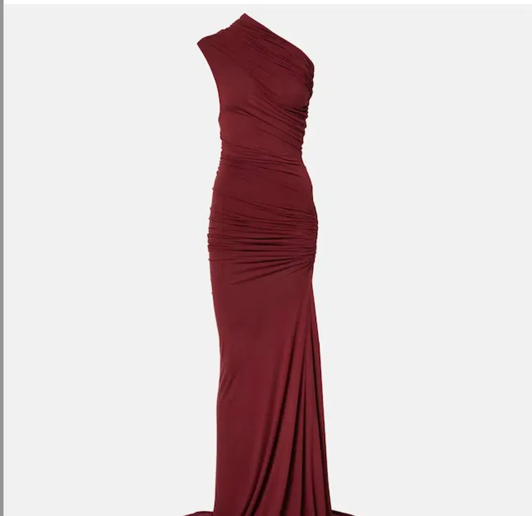 Entire Studios Pillar Ruched Gown Burgundy for rent on The Volte - main image