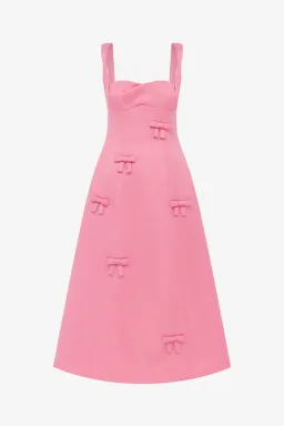 Leo Lin Beatrice Bow Midi Dress Fuchsia Size 6 for rent on The Volte - image 1