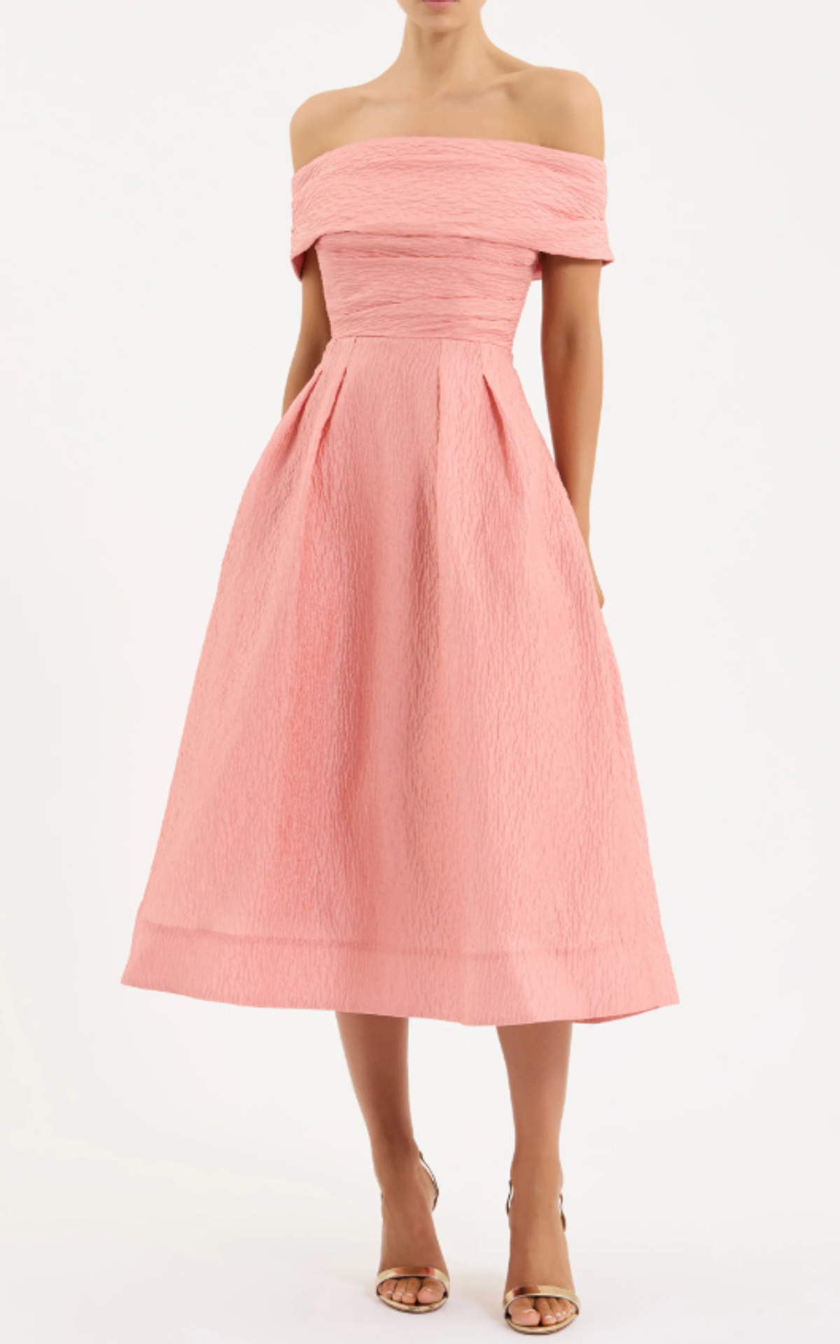 Rebecca Vallance Adalyn Off The Shoulder Midi Dress Peach Size 6 - Image 1