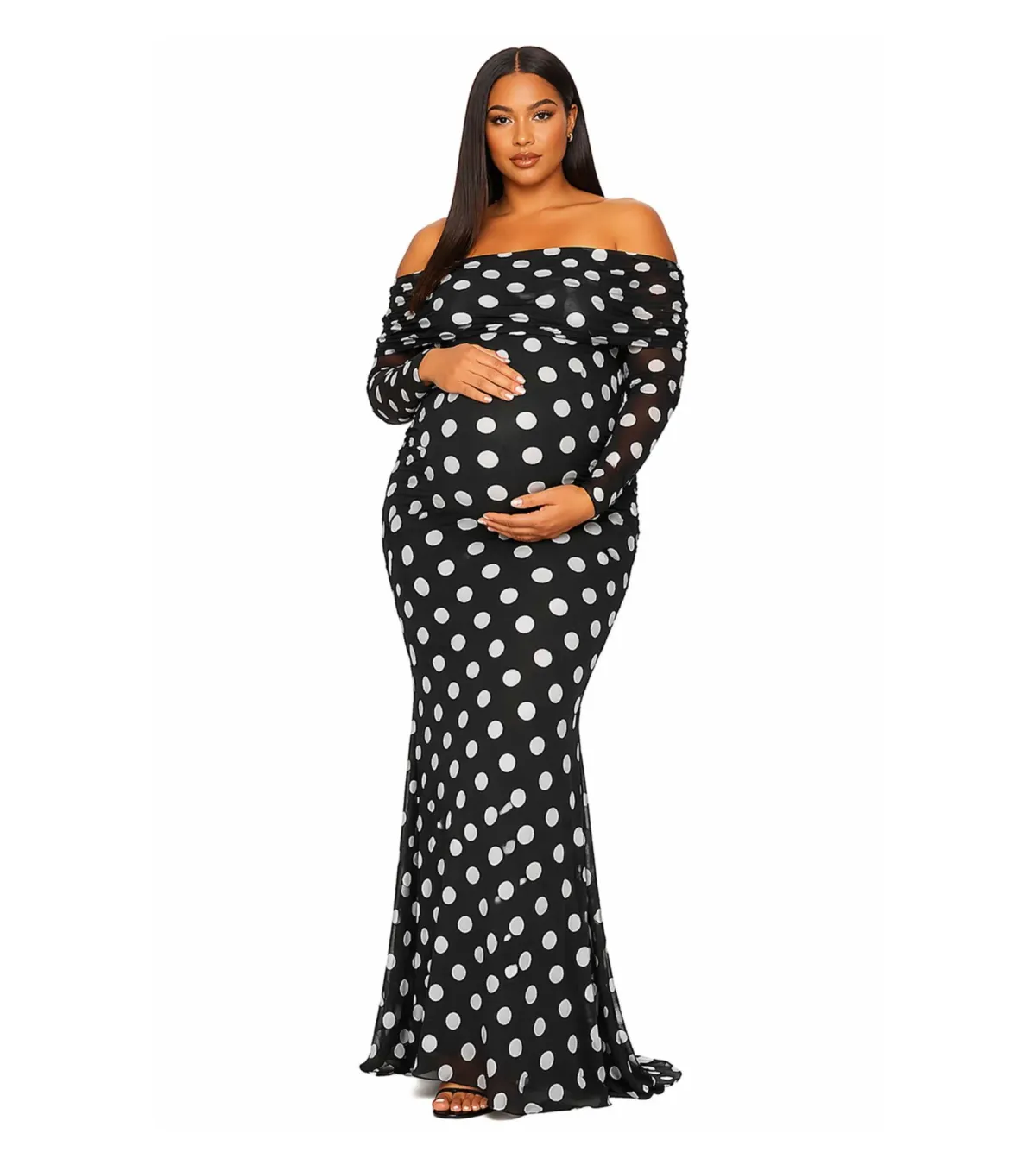 AFRM Thelma Off Shoulder Mesh Maxi Dress - Black / Size XL / AU 14 for rent on The Volte - main image