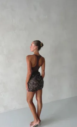 BENNI | ARIEL MINI DRESS | COCOA | SIZE 8 (S) for rent on The Volte - image 3