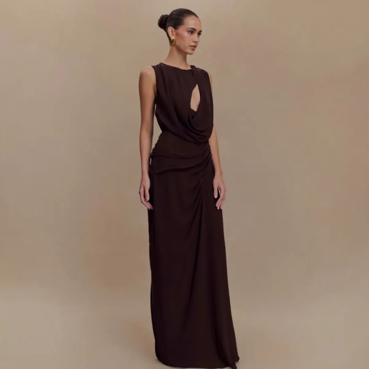 MESHKI Oria Maxi Dress - Cacao Brown Size Small - Image 2