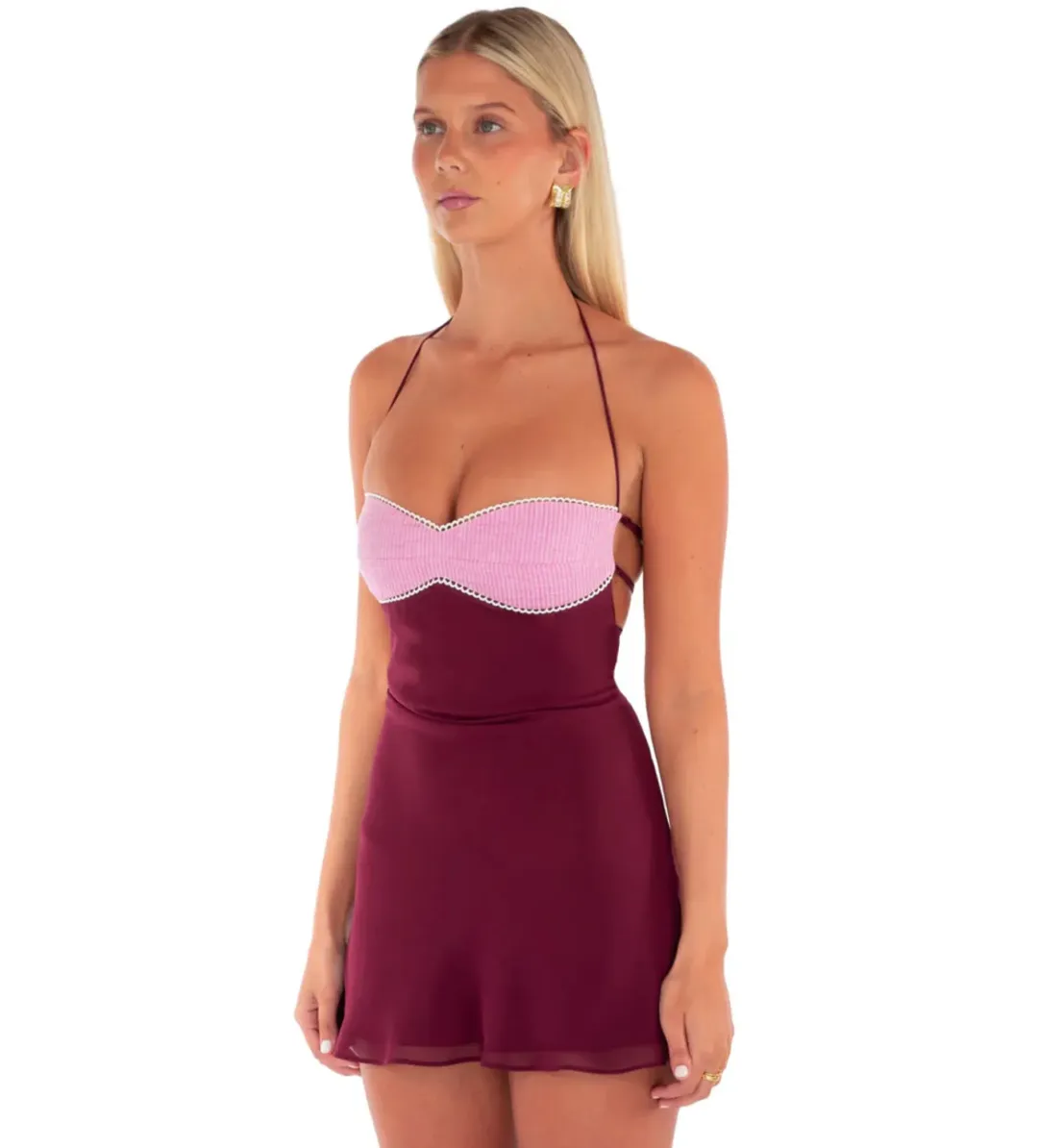 I Am Delilah Aubrey Mini Dress in Raspberry Size XS/AU6 for rent on The Volte - main image