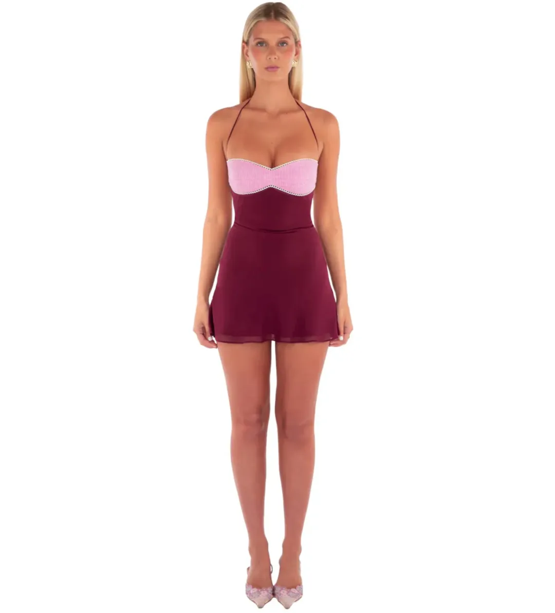 I Am Delilah Aubrey Mini Dress in Raspberry Size XS/AU6 for rent on The Volte - main image