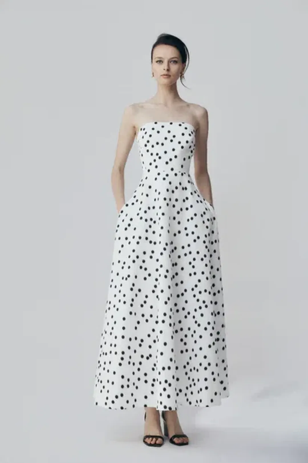 Jacquard A-Line Strapless Gown by Carla Zampatti Size 8 for rent on The Volte - main image