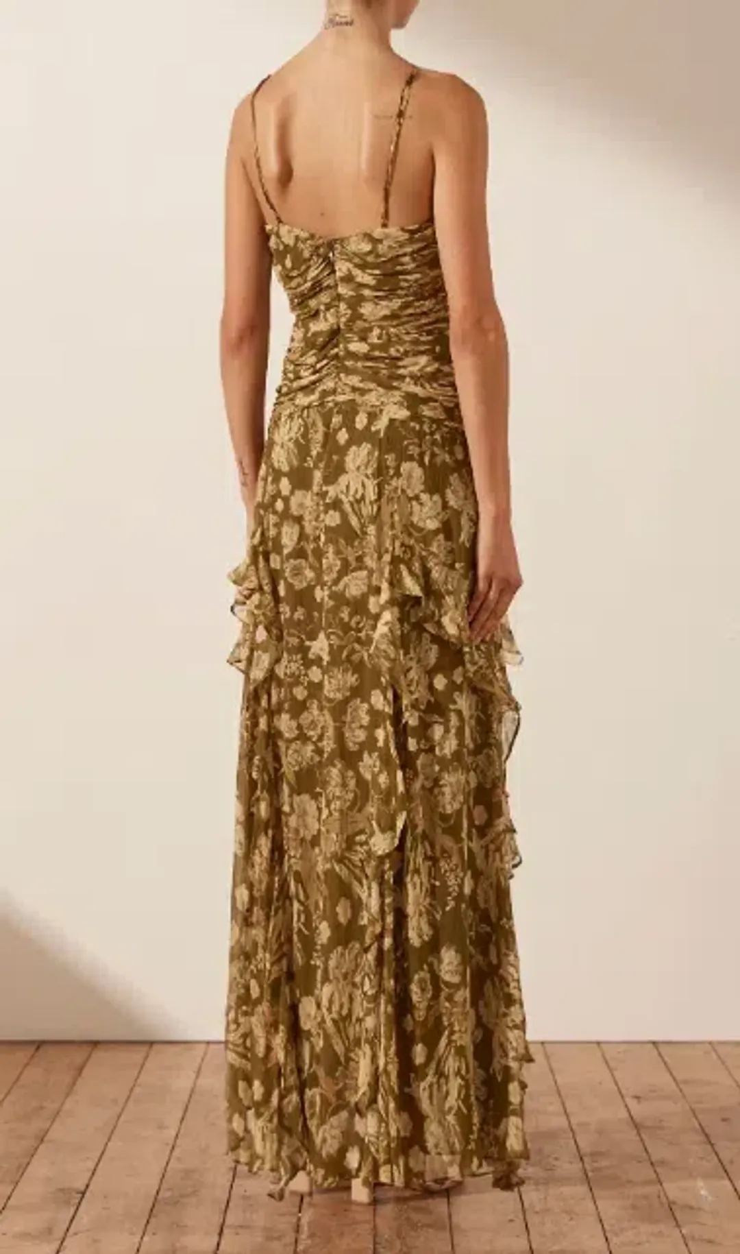 Shona Joy Keyhole Frill Maxi Dress Floral Size 10 for rent on The Volte - main image
