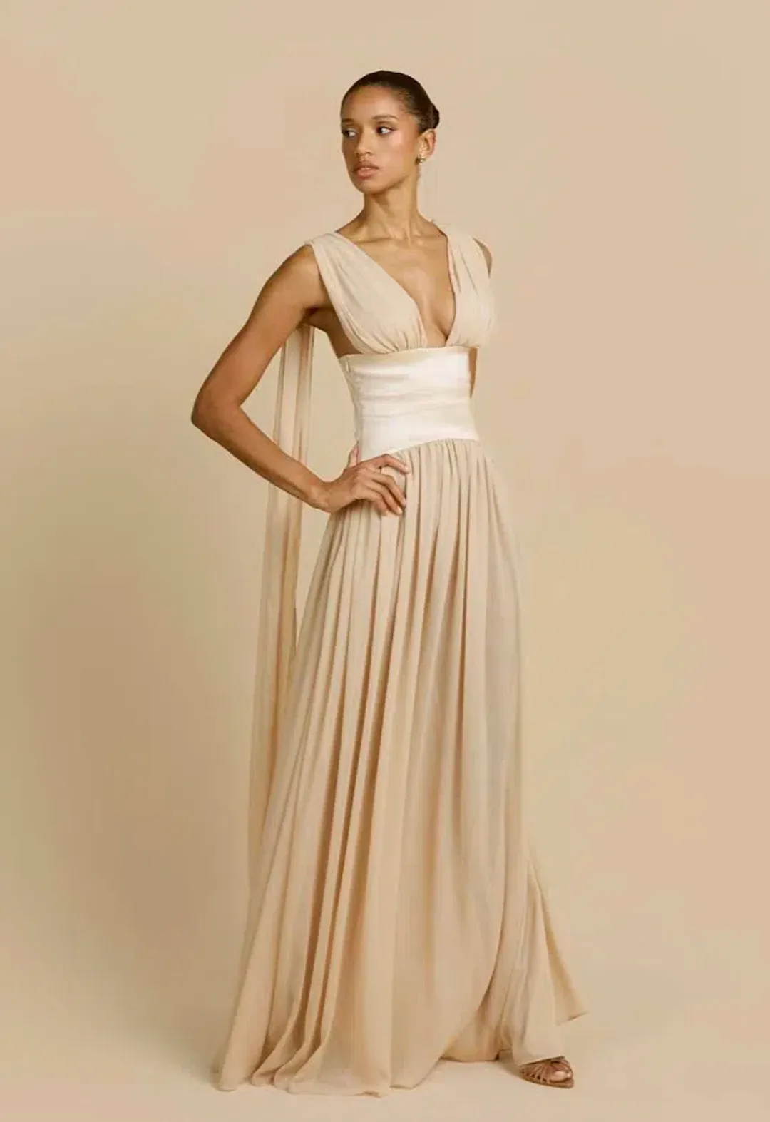 New ARCINA ORI Ramona Dress in Champagne - Size L / 12 AU Formal Gown for rent on The Volte - main image